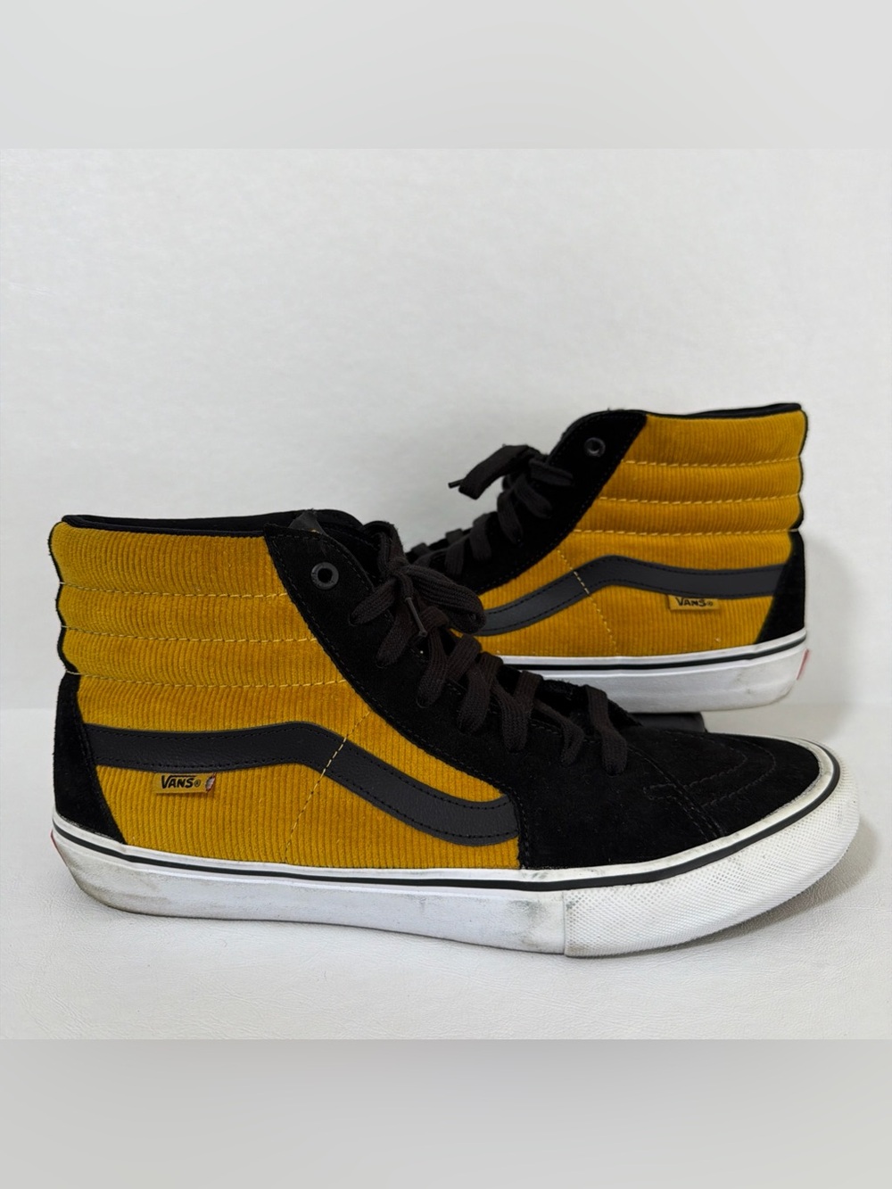 Vans High-Top Corduroy Sneakers in Mustard and Black